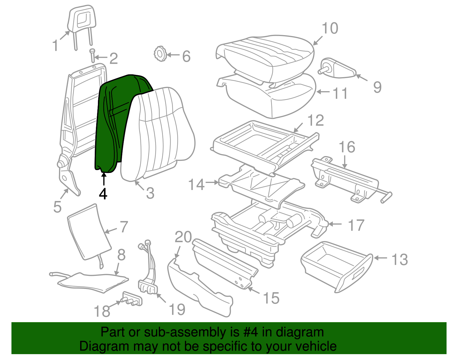 Pad Assembly, P/Seat Black Cushion - GM (88955588)