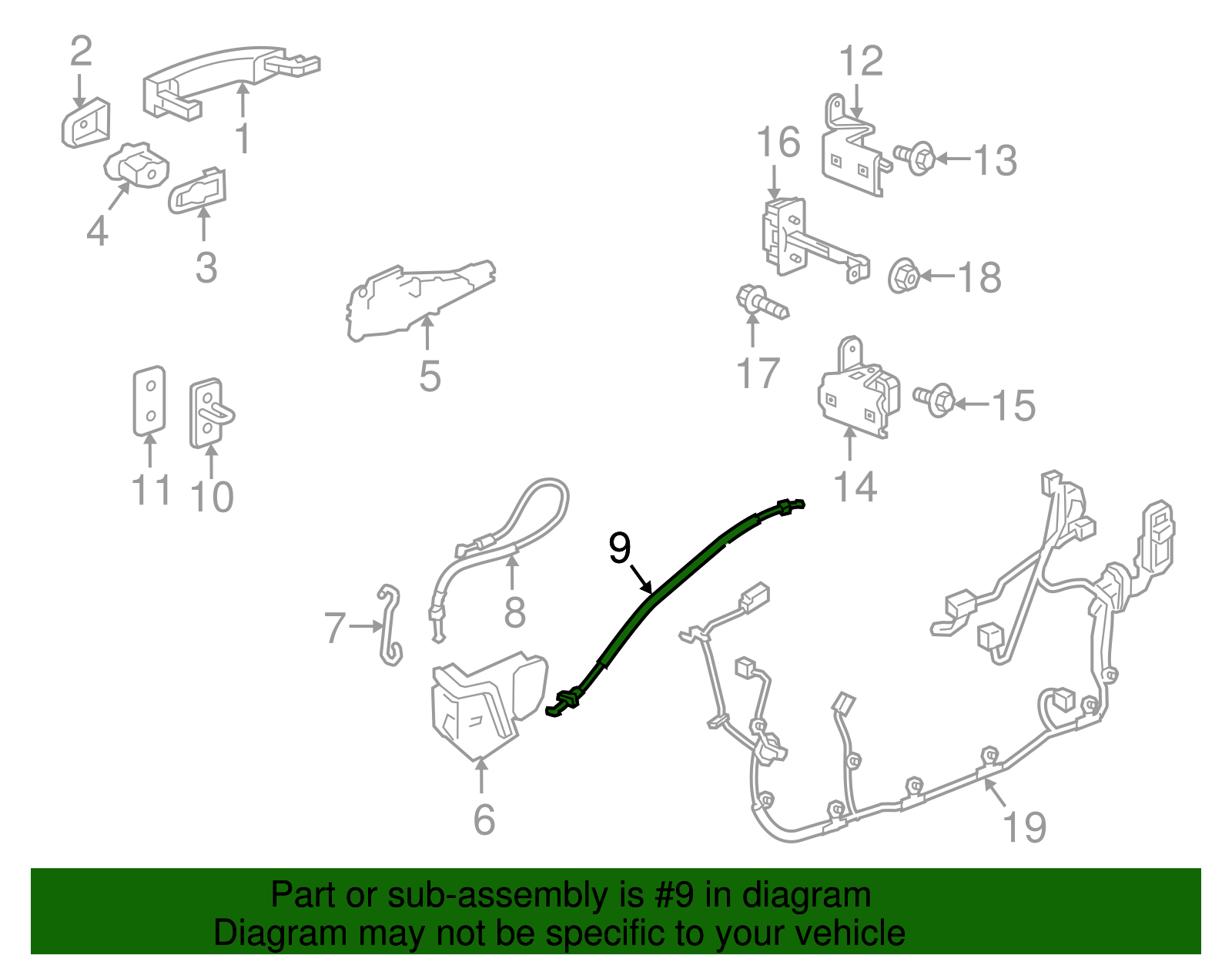 Front Side Door Inside Handle Cable - Buick (90803819)