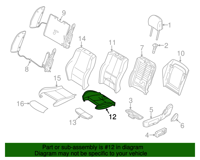 Genuine BMW 52106994376 Seat Cushion Pad FREE Shipping on Most