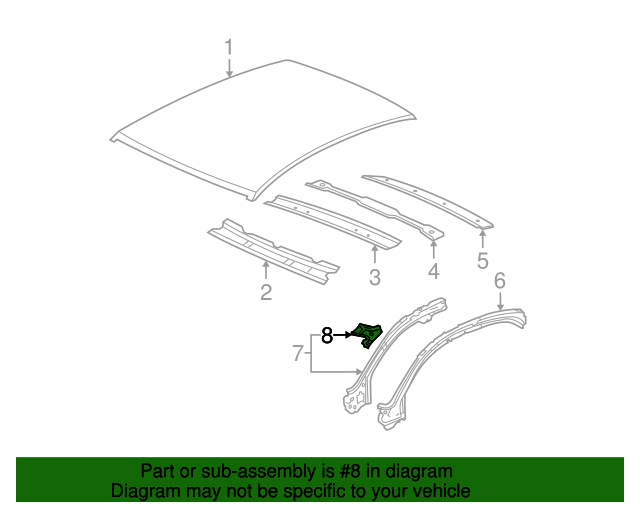 2008-2012 GM Driver Side Roof Front Header Panel Reinforcement 15889976 ...