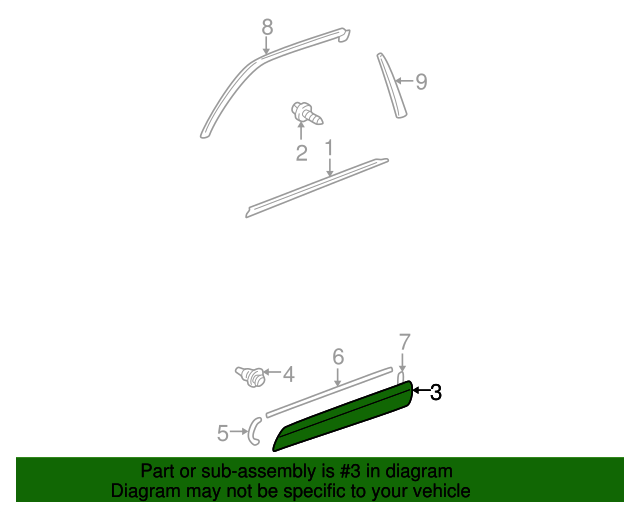 20042005 Toyota RAV4 Body Side Molding 7573242100 Toyota Parts
