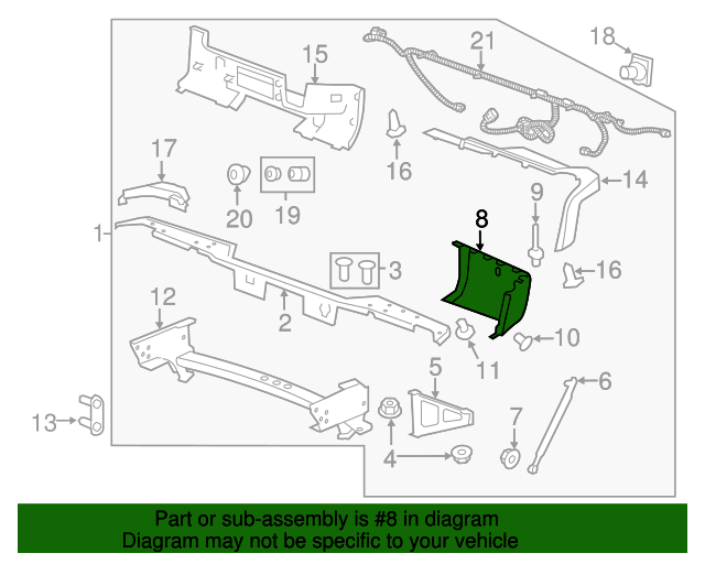 15284305 Rear Driver Side Bumper Impact Bar End Cap 20072014 GM