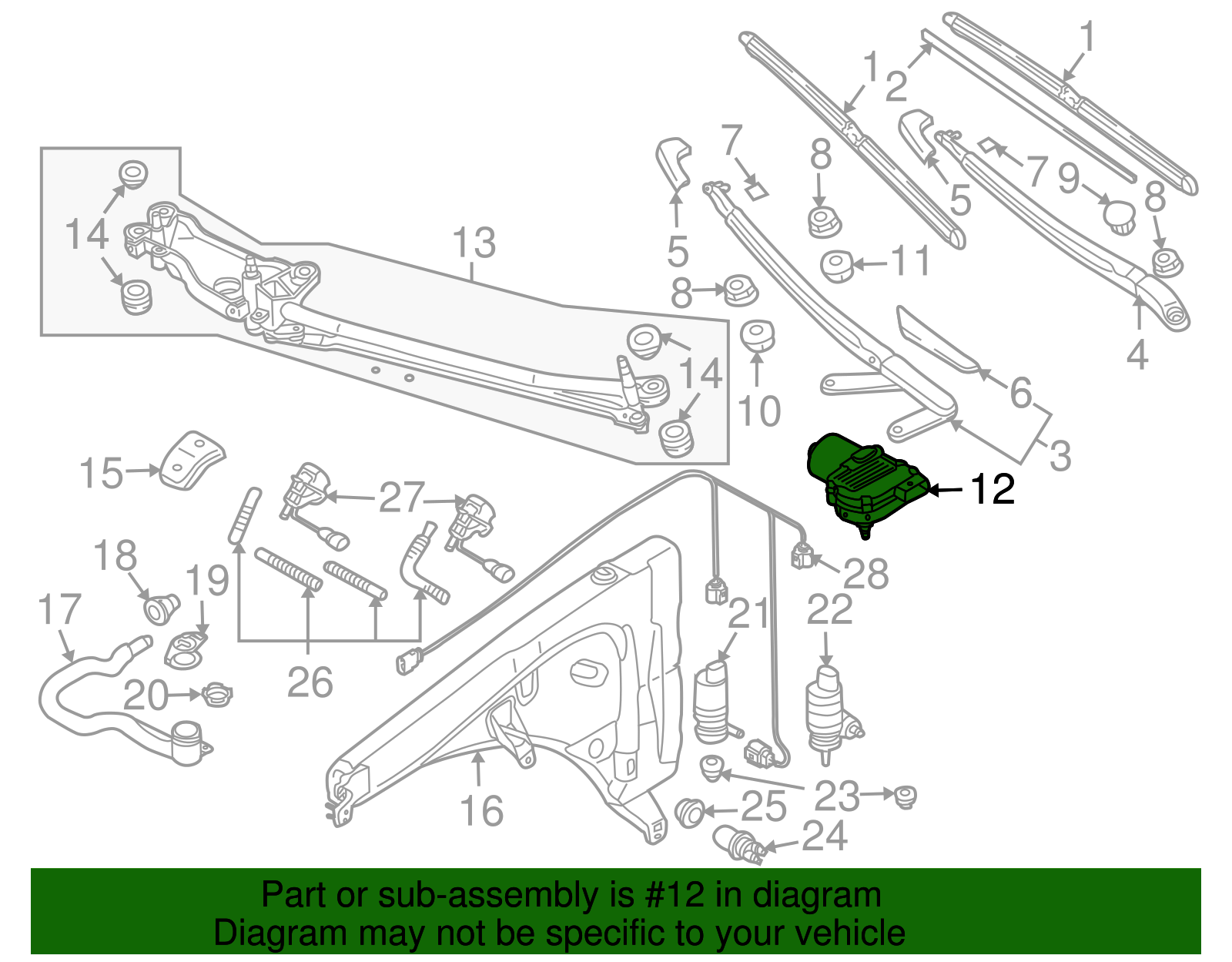 Wiper Motor - Volkswagen (7L0-955-119-F)