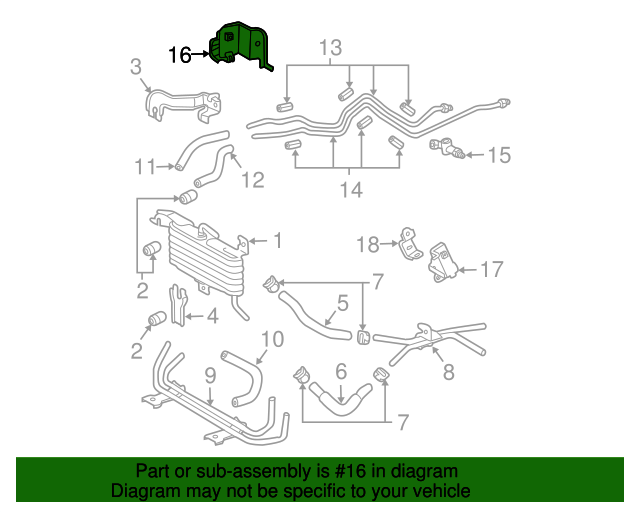 329090C040 Transmission Oil Cooler Line Bracket 20032014 Toyota
