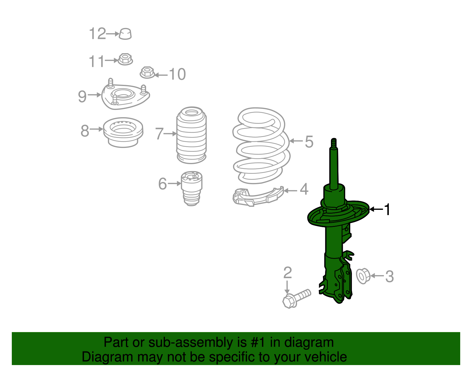 Suspension Strut (Left, Front) - Scion (48520-WB002)