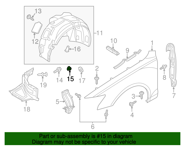 2008-2023 Audi Fender Liner Nut wht003207 | Audi USA Parts