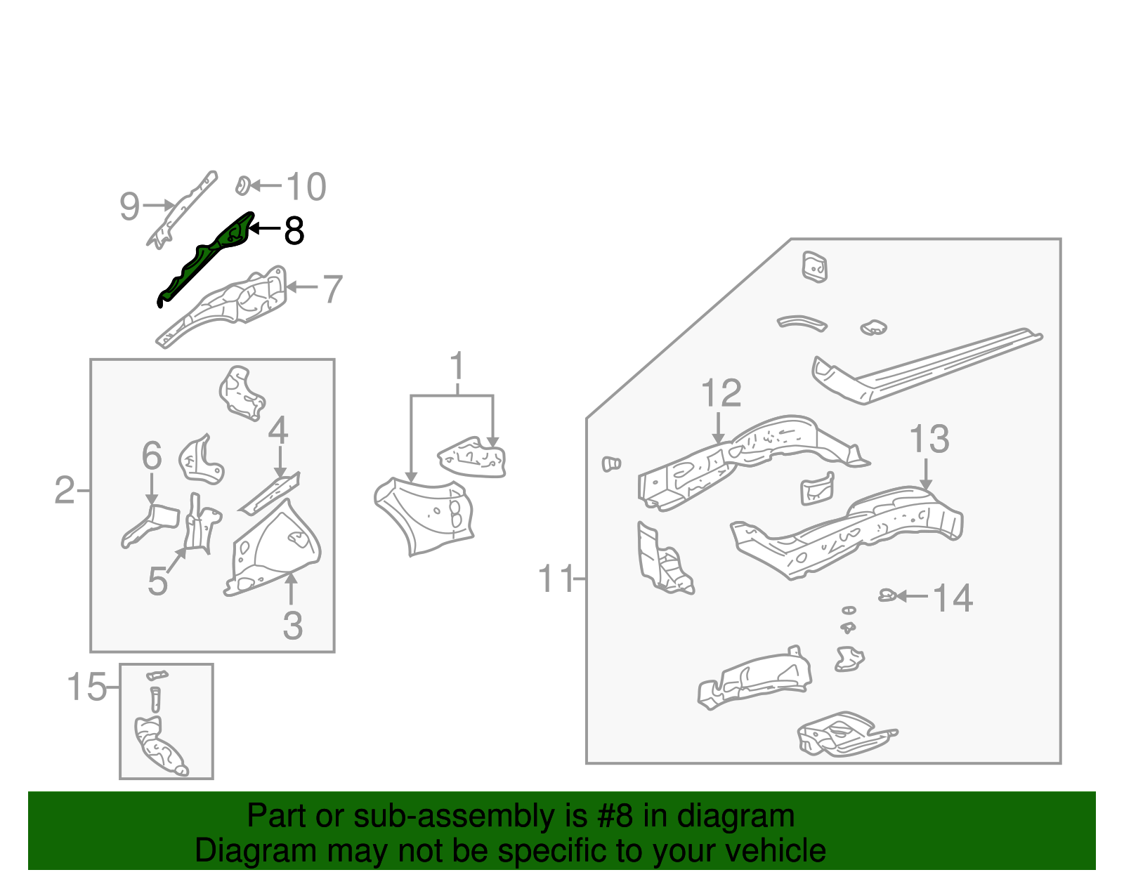 Driver Side Engine Compartment Upper Outer Rail - GM (25645786)