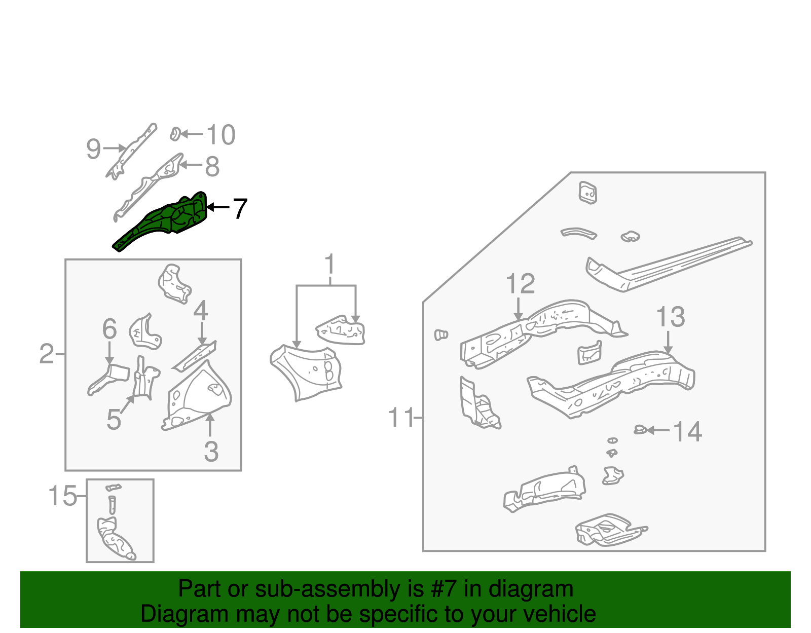 Passenger Side Front Compartment Inner Side Rail - GM (12480928)