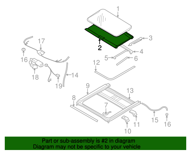 Genuine Hyundai 81666-3K000-V2 Sunroof Sunshade Assembly