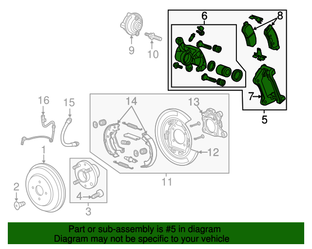 20142016 Chevrolet Rear Driver Side Disc Brake Caliper Assembly