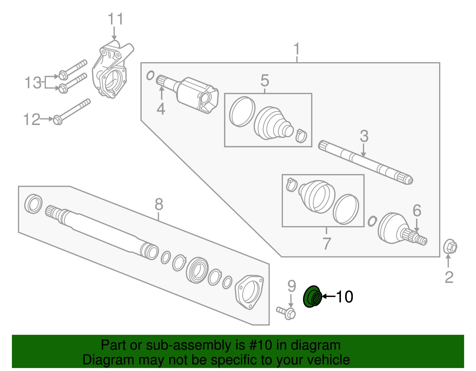 Front Passenger Side CV Axle Half Shaft Seal - Buick (9186677)