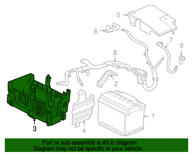 20112019 GM Battery Tray 13354419 GM