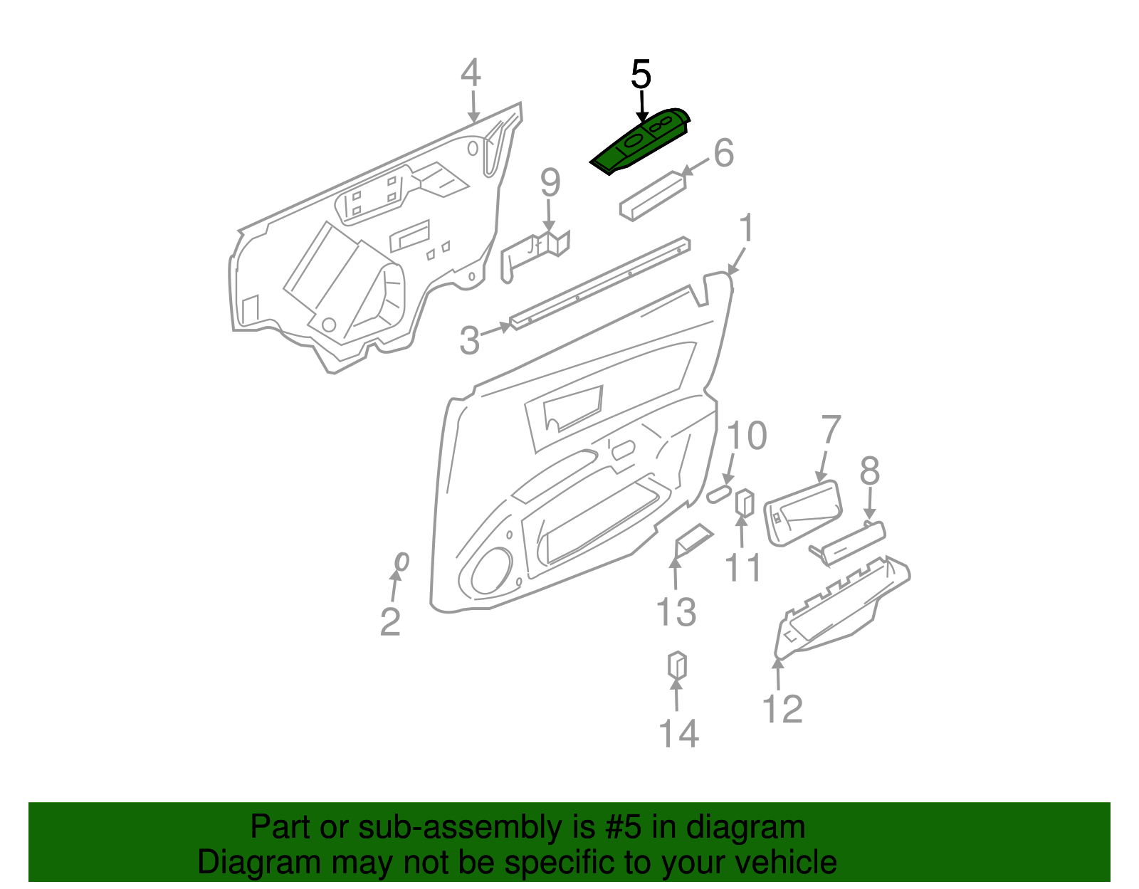 Bezel, Side Wdo Switch *Gray - Cadillac (89038791)
