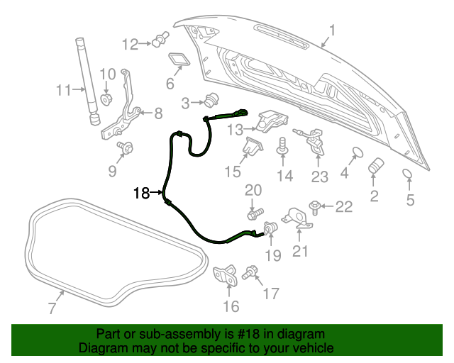 20162022 Chevrolet Camaro Rear Compartment Lid Latch Release Cable