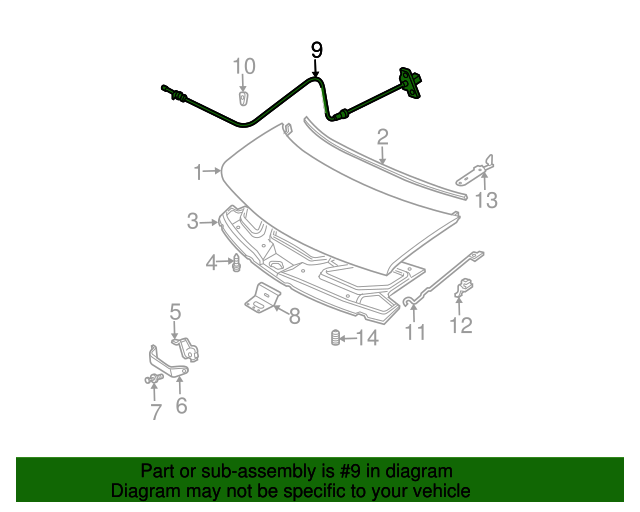 20062024 GM Hood Latch Release Cable 22759325 GM