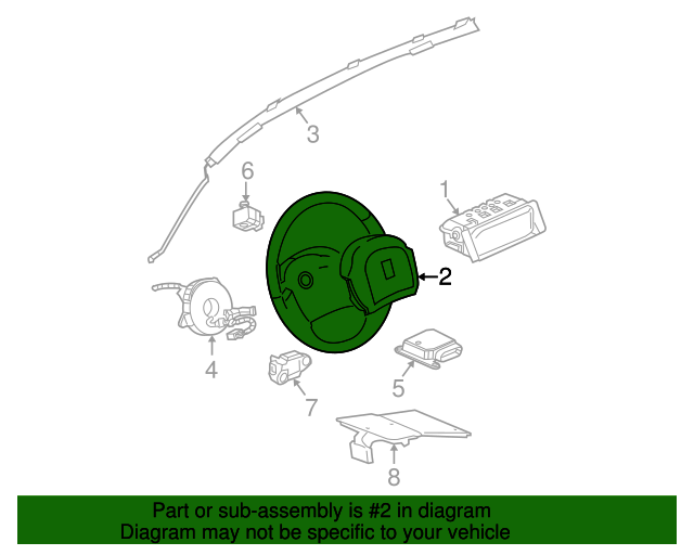20072009 Chevrolet Equinox Ebony Steering Wheel Airbag 25792790