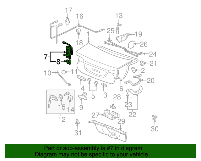 74851SNAA12 Lock Trunk (Manual+Handle+Switch) 20062011 Honda