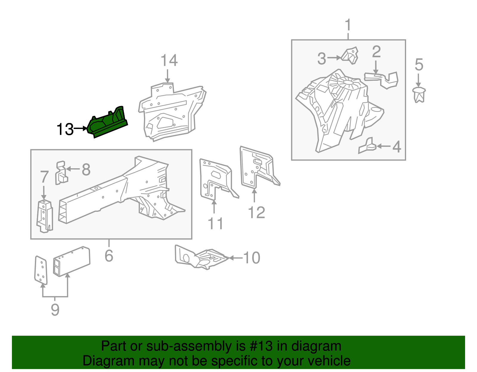 Front Driver Side Wheelhouse Panel Bracket - GM (84062146)