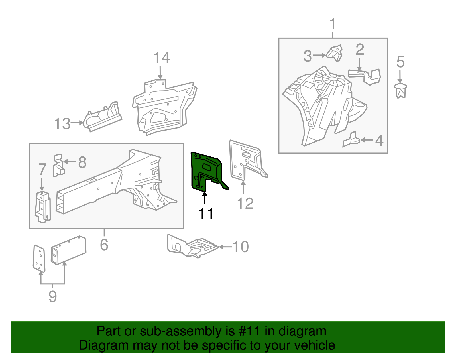 Driver Side Front Compartment Inner Side Rail Gusset - GM (84029030)