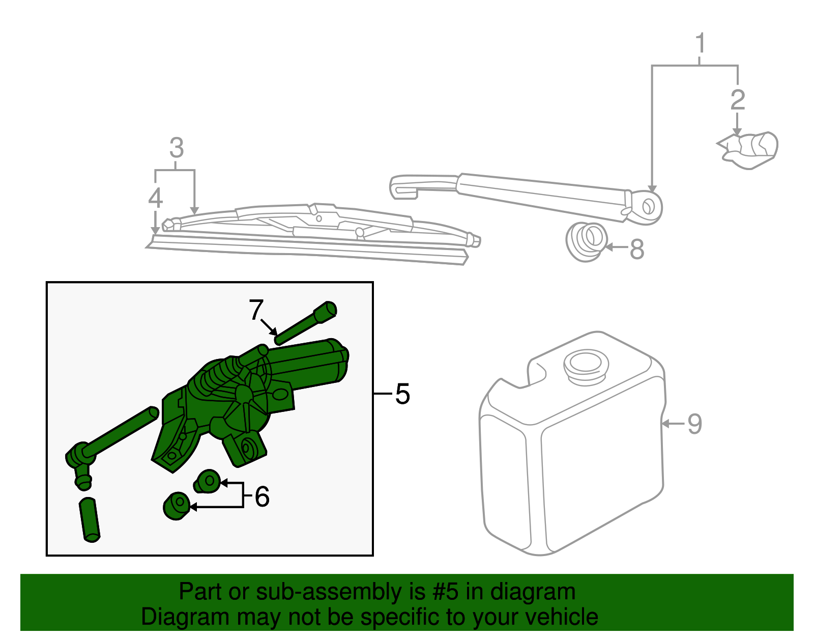 Back Glass Wiper Motor - Volkswagen (8L0-955-711-B)
