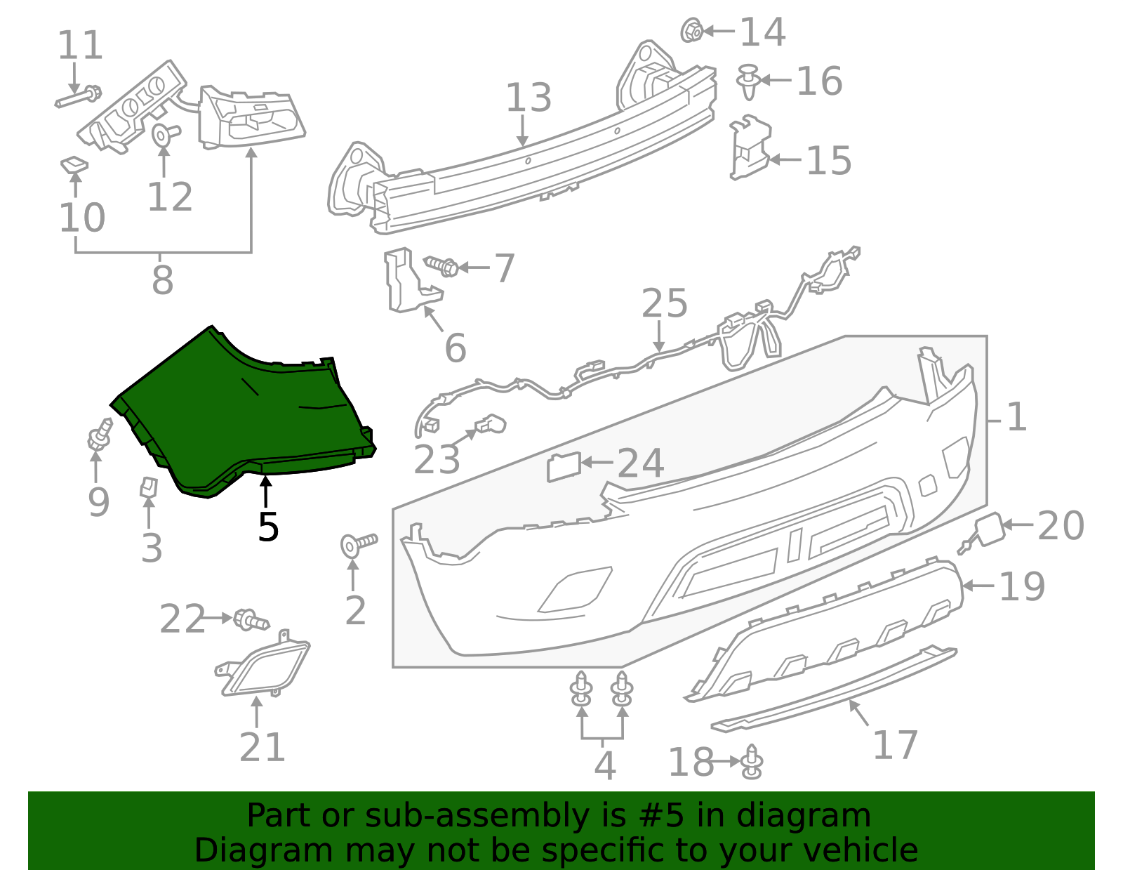 Rear Passenger Side Upper Bumper Cover - GM (95352038)