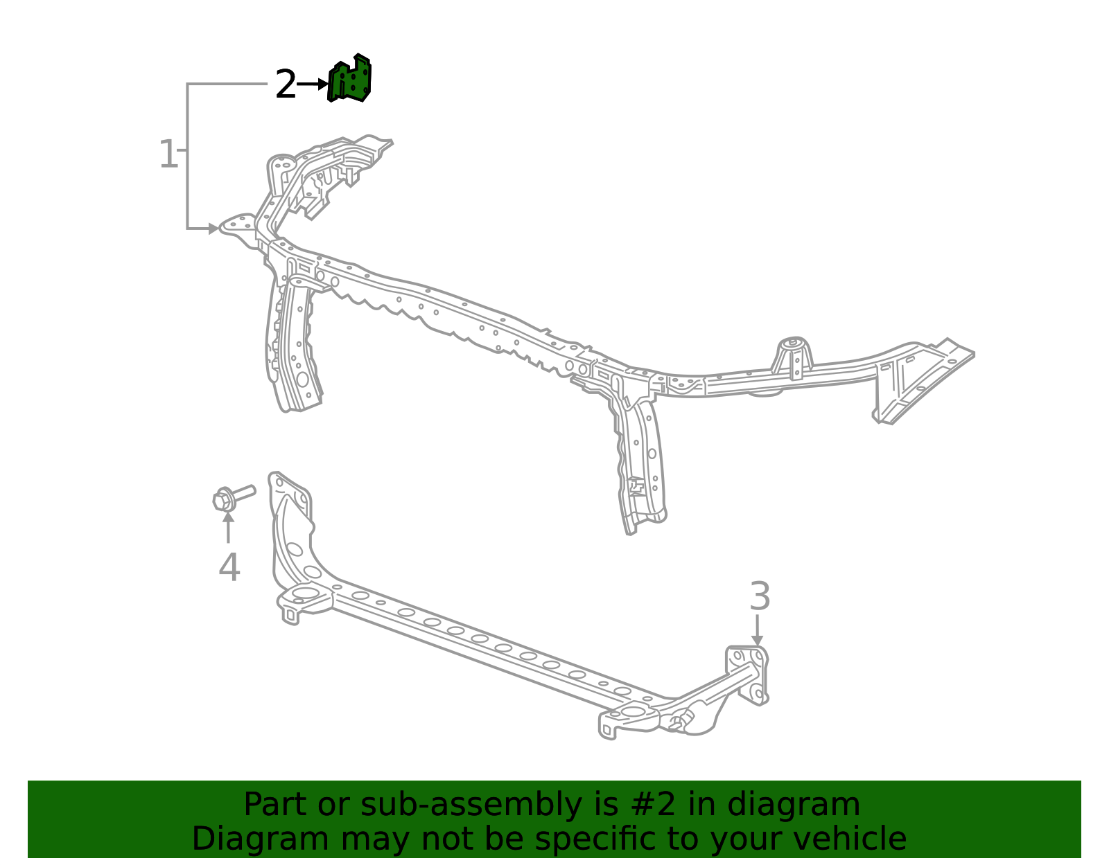 Driver Side Front End Upper Tie Bar Bracket - GM (84036656)