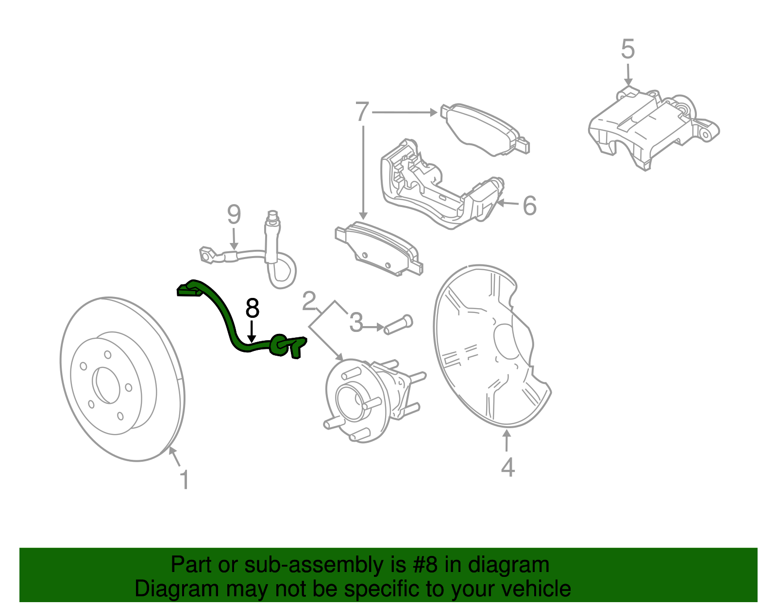 Rear Passenger Side Hydraulic Brake Hose Assembly - GM (96625922)