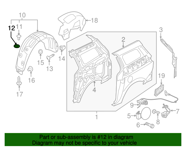 1351004006K Fender Liner Washer 20152021 Kia Kia Auto Parts