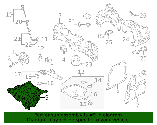 20192023 Subaru Upper Oil Pan 11120AA57A Subaru Parts Store