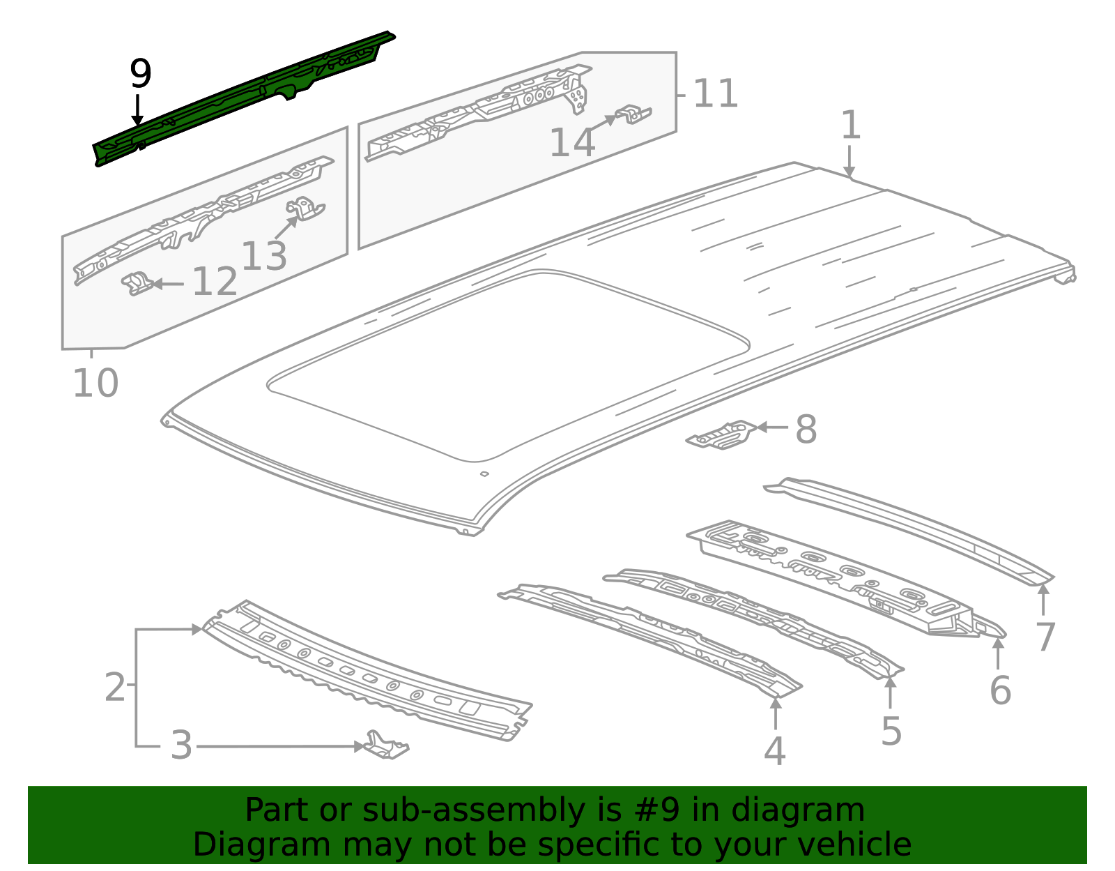 Passenger Side Roof Outer Side Rail - GM (84433918)