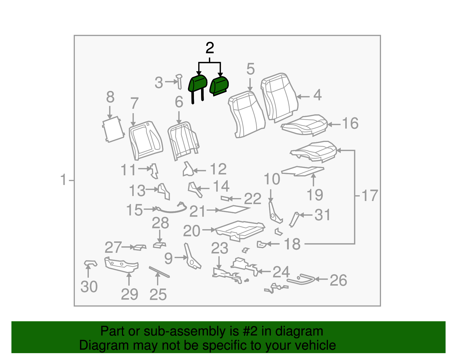Light Cashmere Front Seat Head Restraint - GM (25832955)