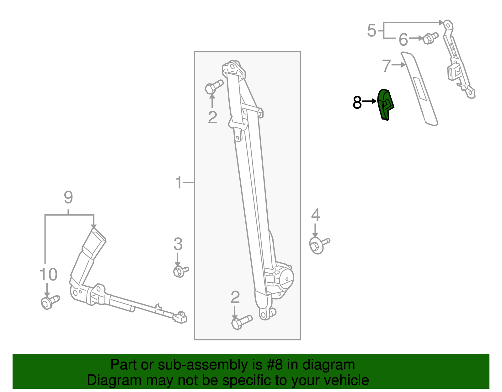 Light Titanium Front Seat Shoulder Belt Guide Adjuster Cover - GM (96474709)