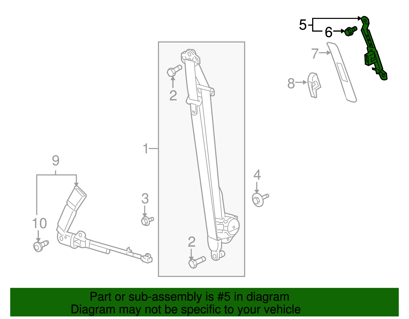 Cashmere Front Seat Shoulder Belt Guide Adjuster - GM (96844976)