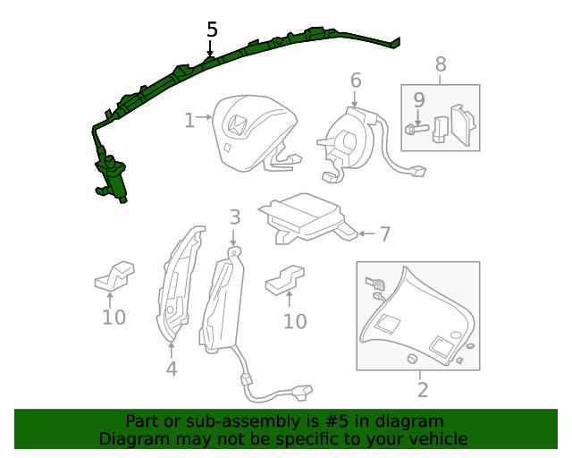 78875SVAA81 Module Assembly, L Side Curtain Airbag 20062011 Honda