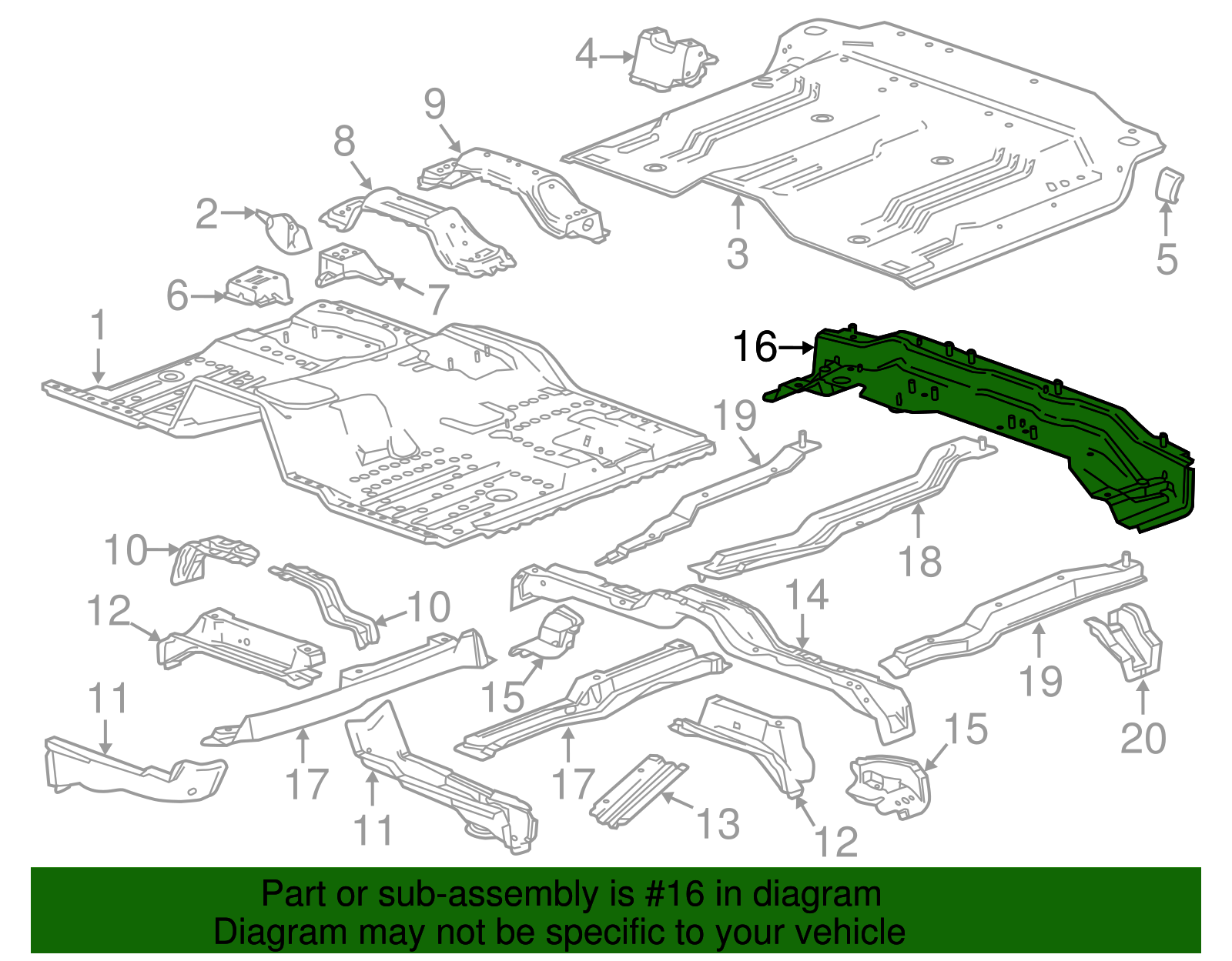 Underbody Number 3 Cross Sill - GM (84351663)