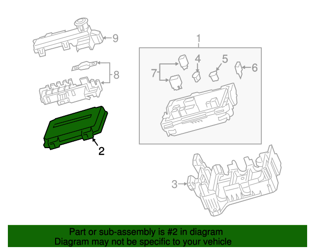 20132015 Cadillac Front Compartment Fuse Block Housing Cover 23278414