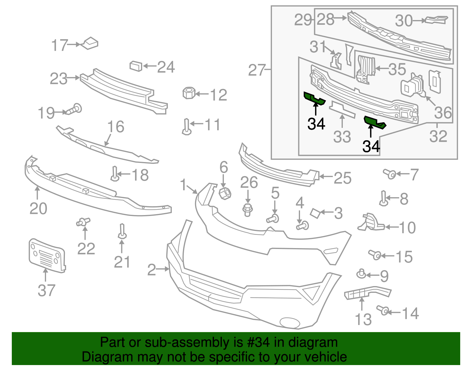 Passenger Side Front Bumper Fascia Lower Bracket - GM (96848511)