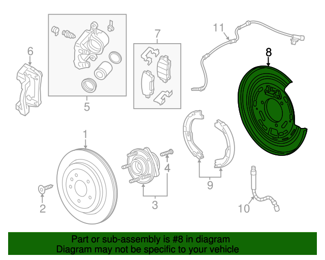 20132019 Cadillac Rear Driver Side Parking Brake Anchor Backing Plate 23316746 Auto Parts Express