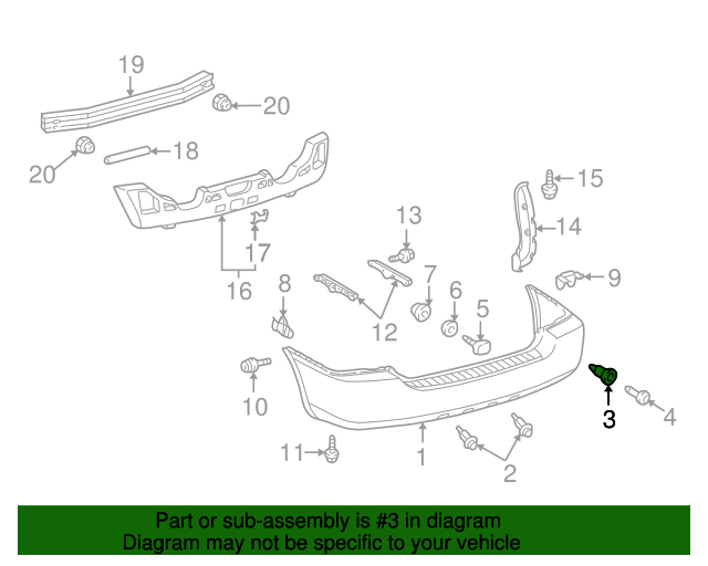 20012015 Toyota Bumper Cover Grommet 5259948020 Toyota Parts Center