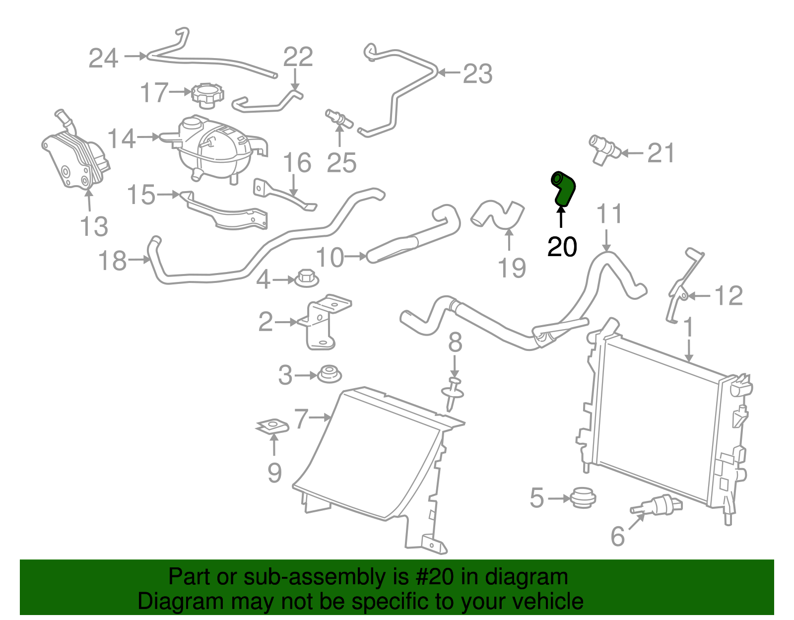 Hose, Rad Surge Tk Otlt (Tee Fitting To Thermostat) - GM (89024986)