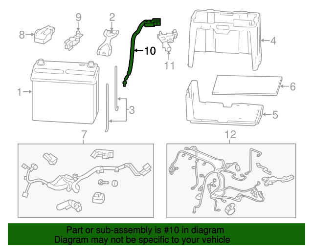 20132015 Honda Cable Assembly, Battery Ground 32600TR7A00 Genuine