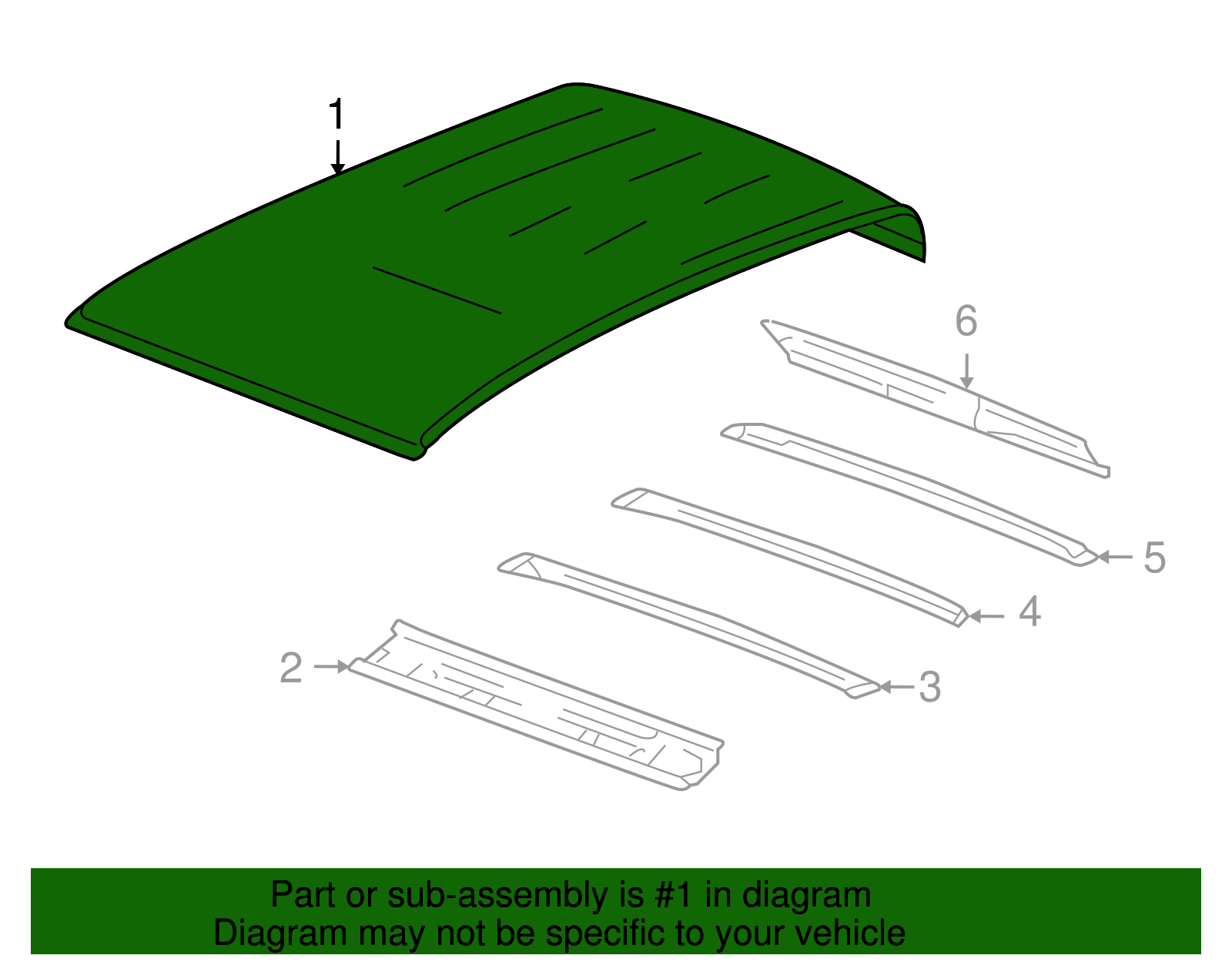 Roof Panel Assembly with Reinforcement - GM (94708447)