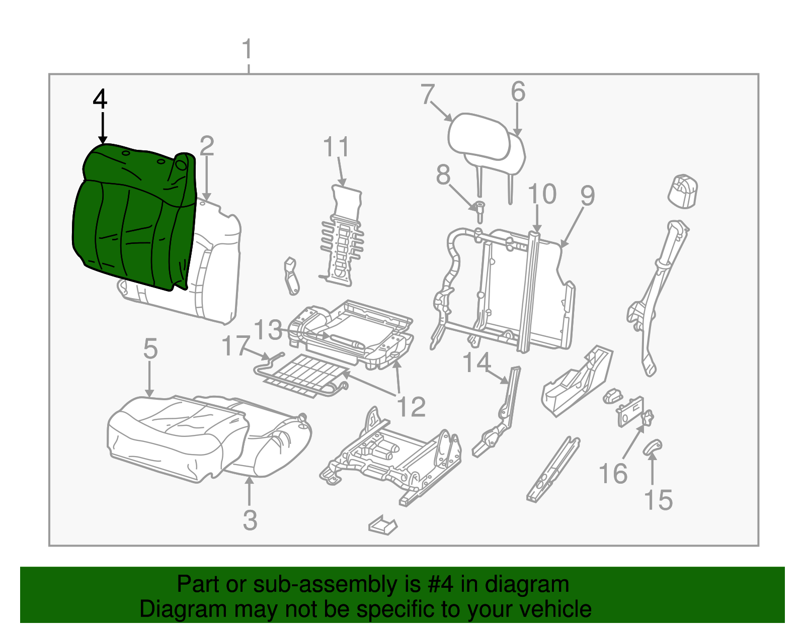 Cover, D/Seat Black Cushion *Gr*Graphite - GM (88938415)