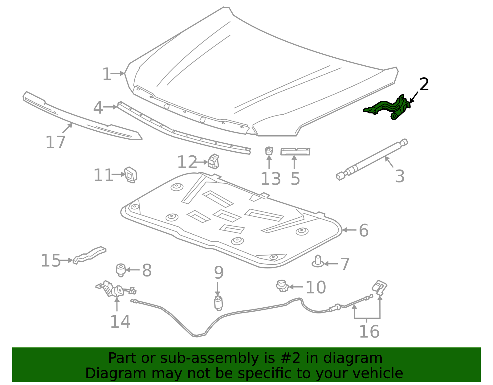 Passenger Side Hood Hinge - GM (84342482)