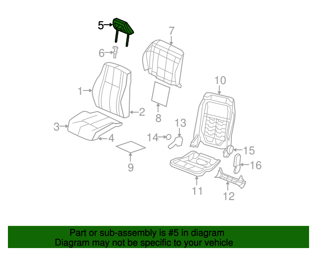 20162017 Jeep Patriot Headrest 5UQ21DK2AC