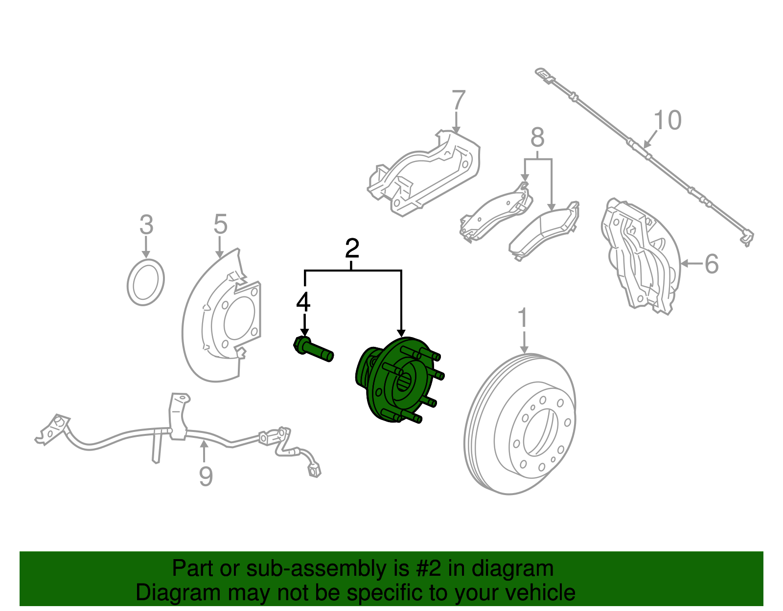 Front Wheel Hub and Bearing Assembly with Wheel Speed Sensor - GM (84459697)