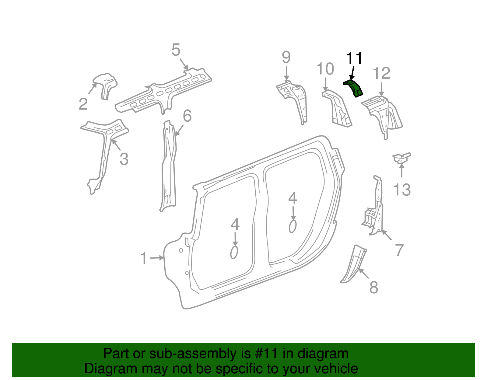 Filler-Body Side Inner Frm (To Quarter Otr Panel Fi - GM (15170453)