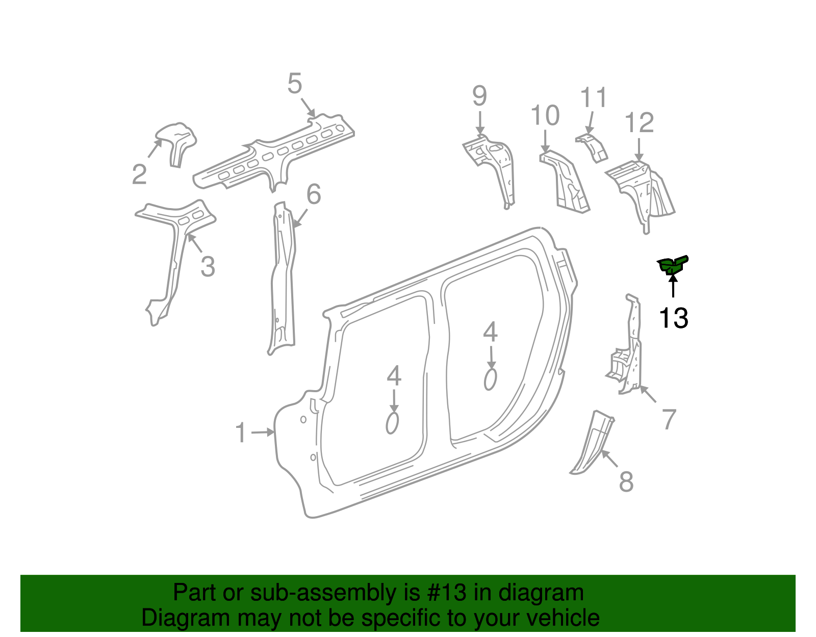 Bracket-Quarter Inner Front Panel Upper - GM (15186297)