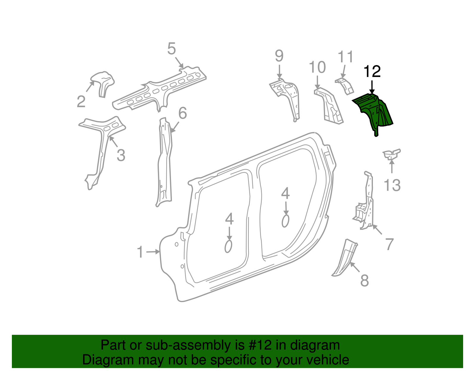 Reinforcement Assembly, Body Side Inner Upper Panel-Left-hand - GM (88980692)