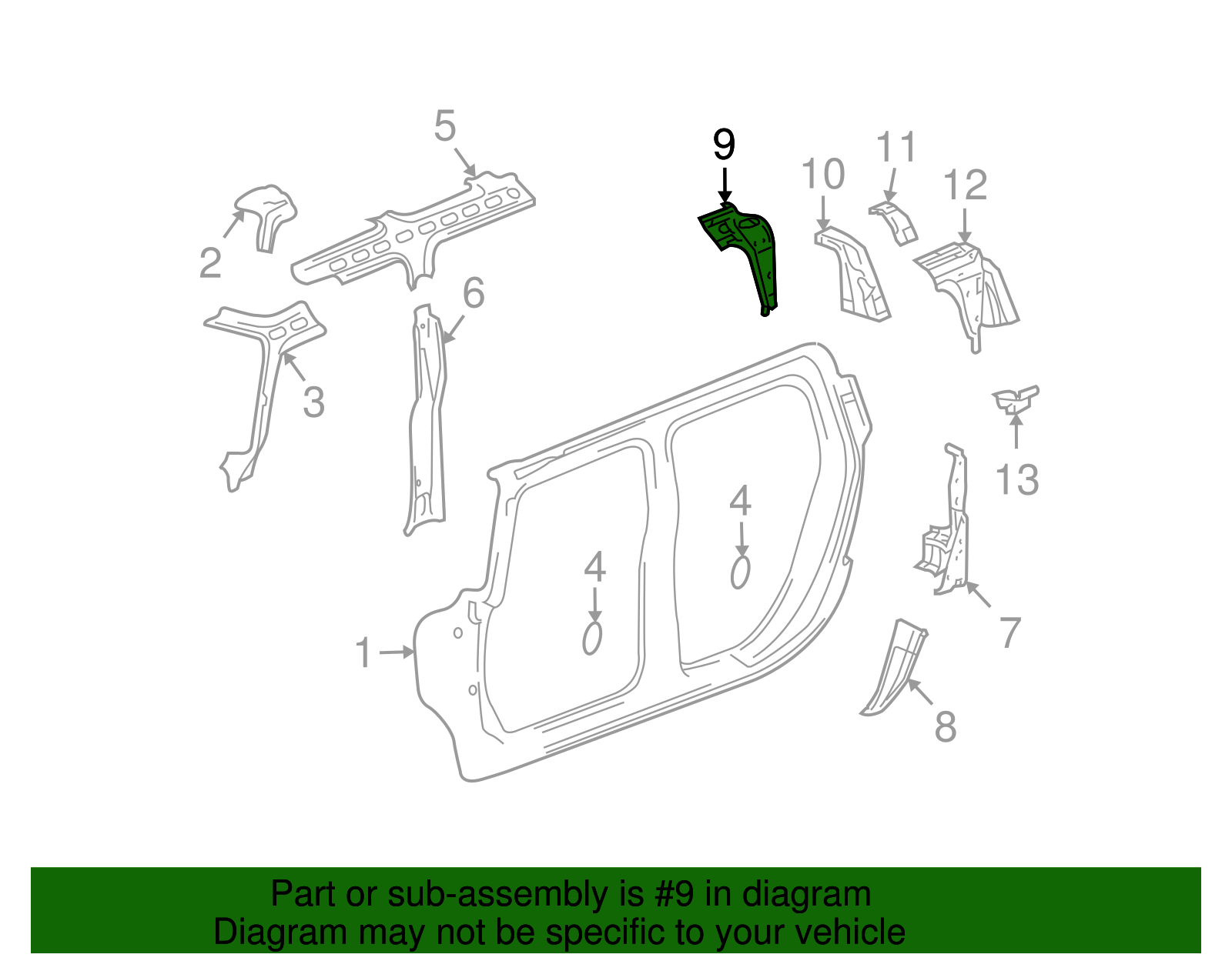 Passenger Side Inner Upper Side Body Panel - GM (15148300)